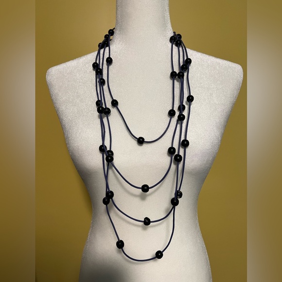 Necklace-one-of-a-kind, leather and lava beads - Picture 4 of 8